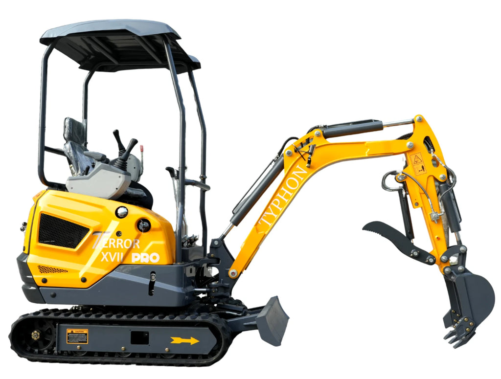 2026 TYPHON Terror XVII Pro 3800lbs Mini Excavator Kubota D902 Engine Side Swing