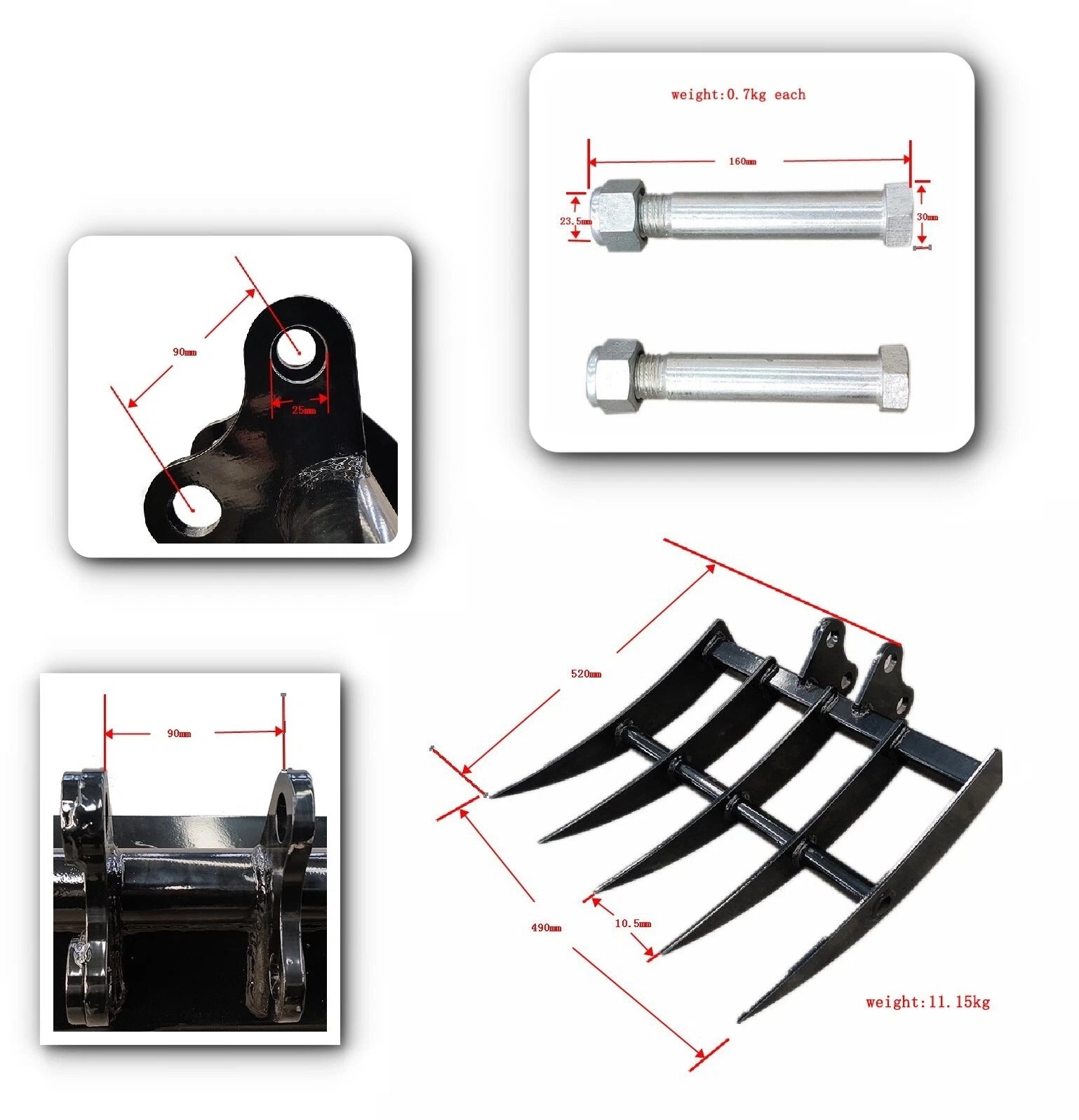 TYPHON Attachment Rake Attachments Tools for Mini Excavators Excavator