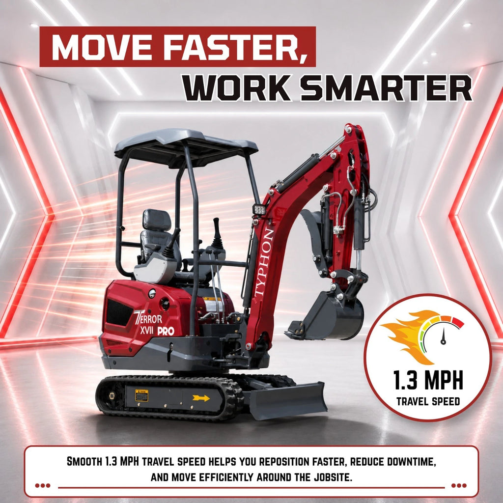New TYPHON TERROR XVII PRO Mini Excavator 3800lb Kubota D902 Diesel w Boom Swing