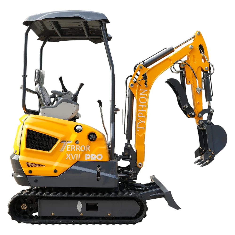 2026 TYPHON Terror XVII Pro 3800lbs Mini Excavator Kubota D902 Engine Side Swing