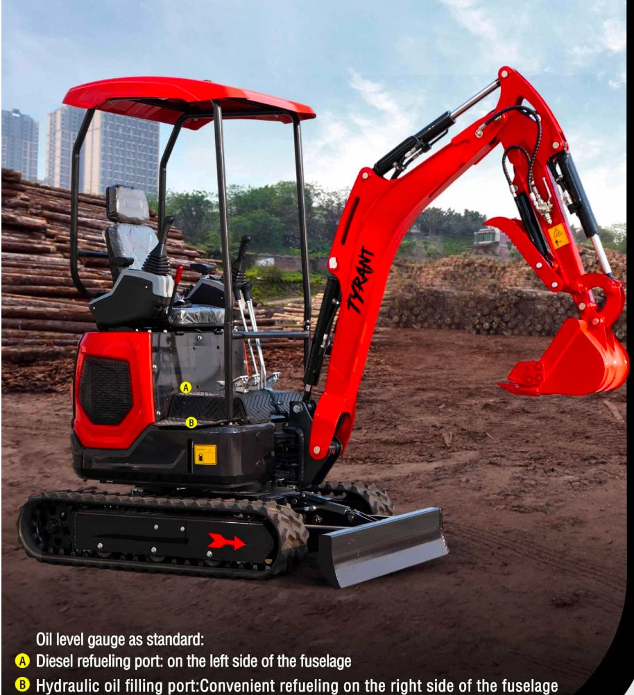 3800lbs Diesel Mini Excavator Kubota D902 Engine Side Swing w 12 attachments