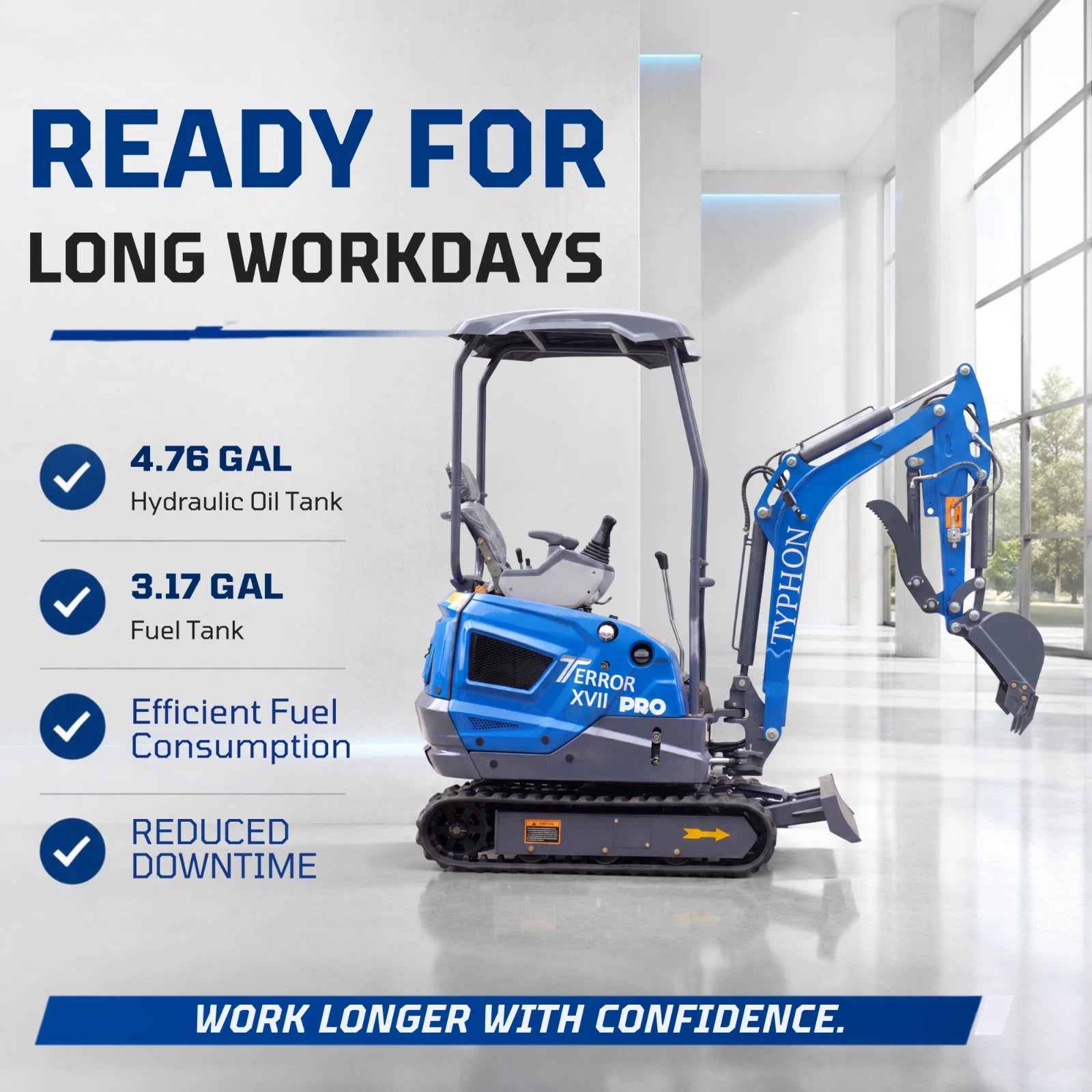 TYPHON TERROR XVII PRO 3800lb Mini Excavator Kubota D902 EPA Diesel Engine USA