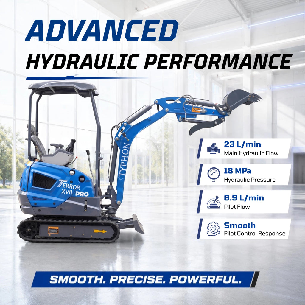 TYPHON TERROR XVII PRO 3800lb Mini Excavator Kubota D902 EPA Diesel Engine USA