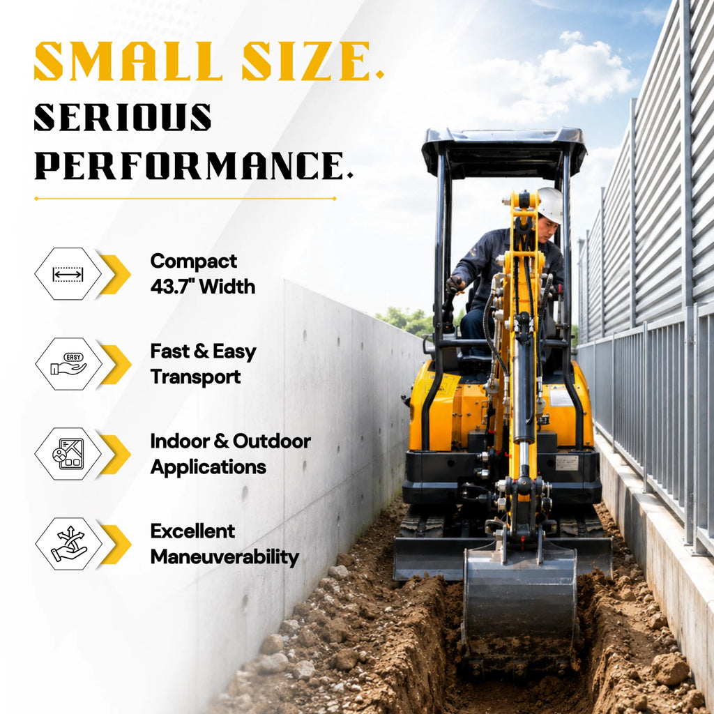 2026 TYPHON Terror XVII Pro 3800lbs Mini Excavator Kubota D902 Engine Side Swing