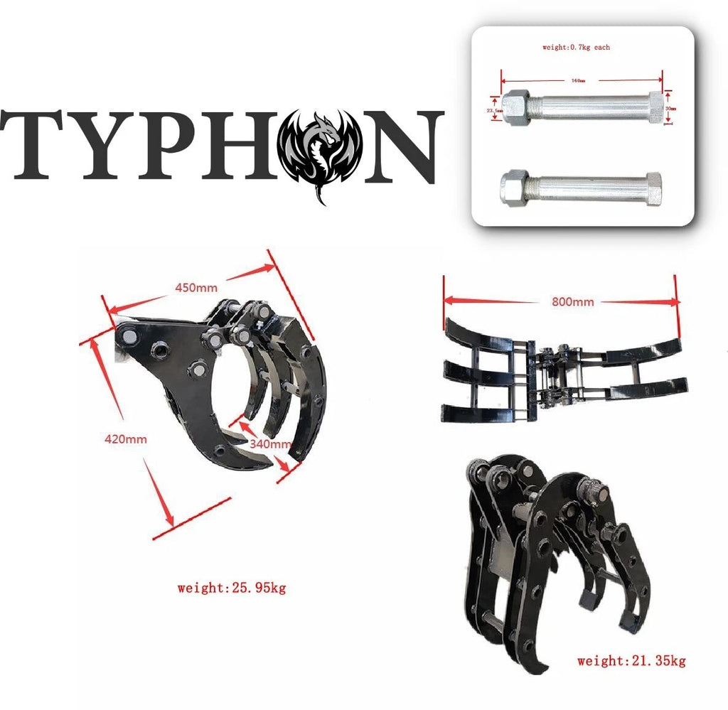 TYPHON Attachment Grappler Grabber Attachments for Mini Excavators Excavator