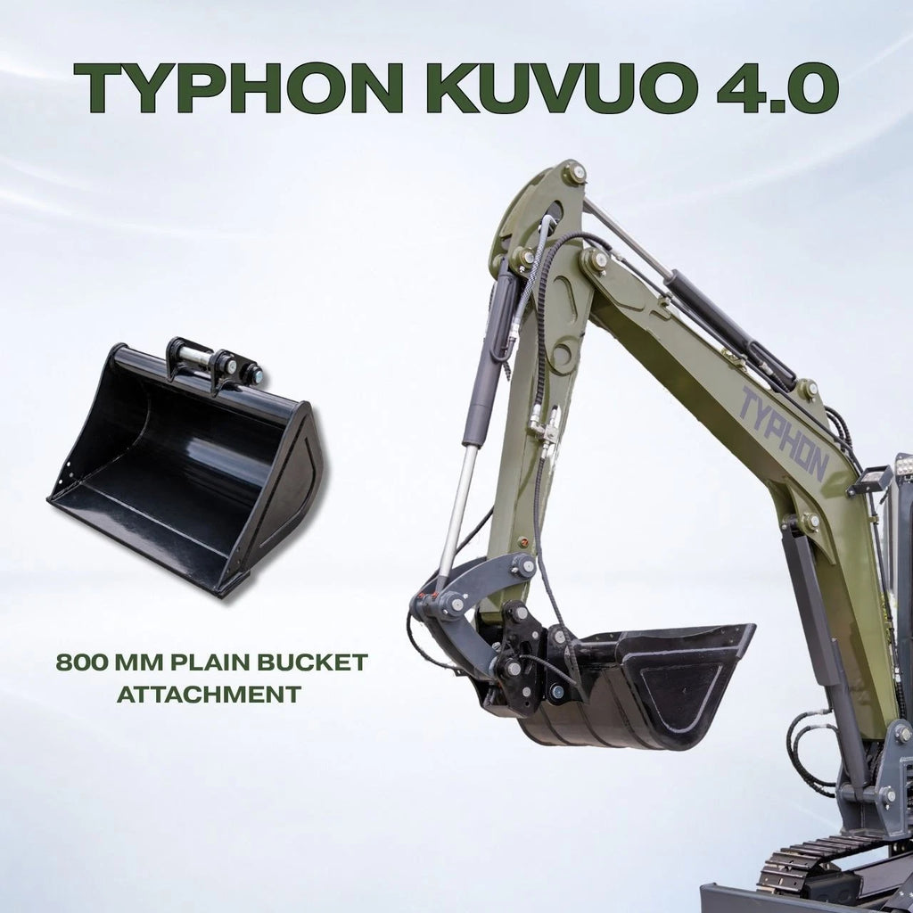 800mm Plain Bucket for TYPHON KUVUO 4.0 Mini Excavator | Heavy Duty Digging