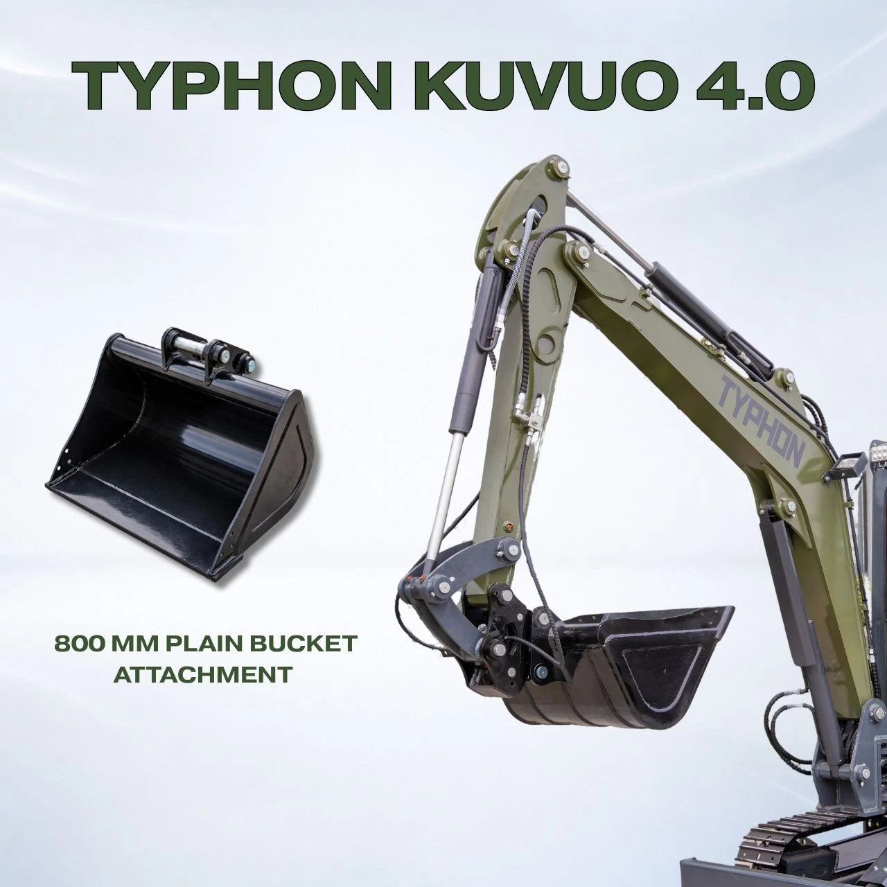 800mm Plain Bucket for TYPHON KUVUO 4.0 Mini Excavator | Heavy Duty Digging