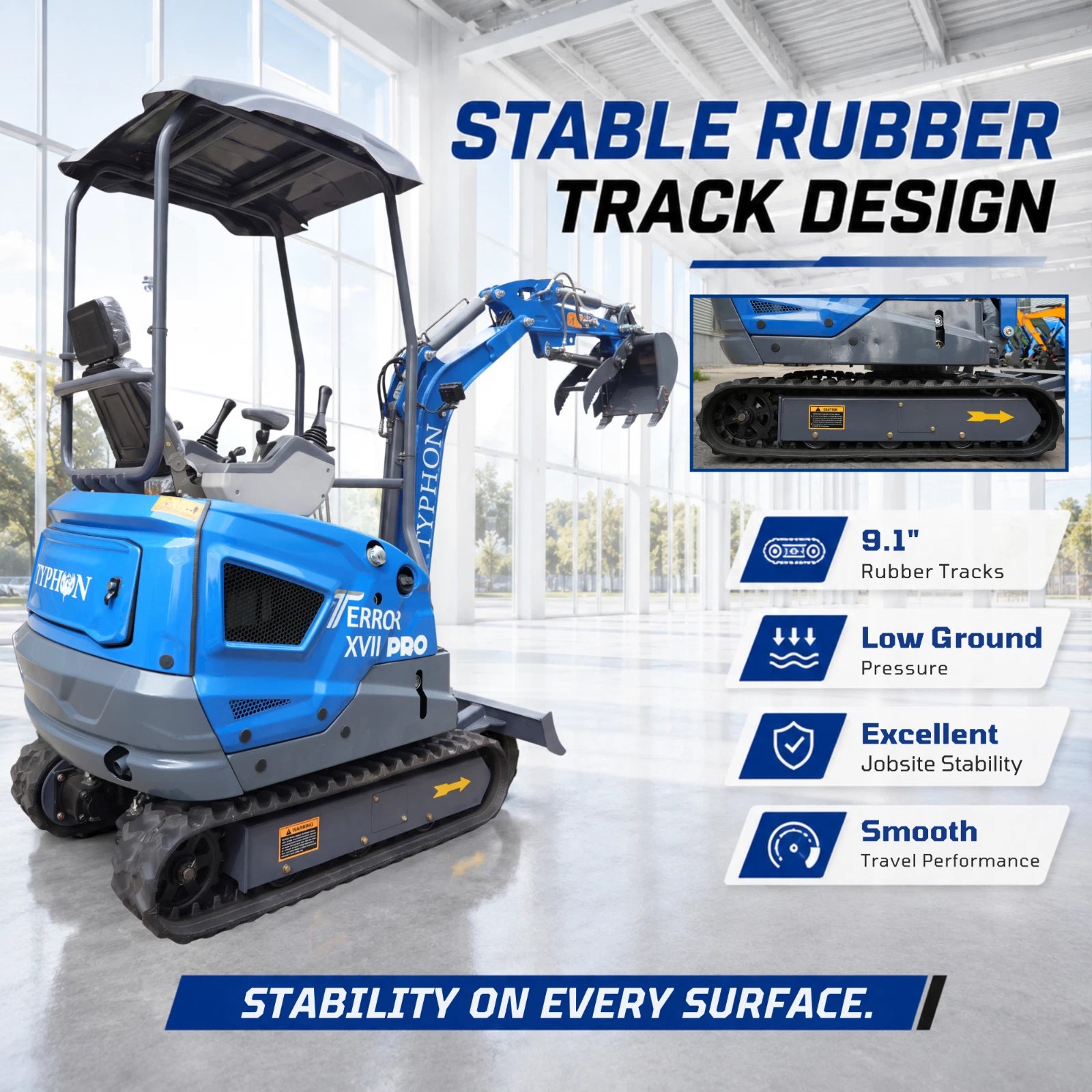 TYPHON TERROR XVII PRO 3800lb Mini Excavator Kubota D902 EPA Diesel Engine USA