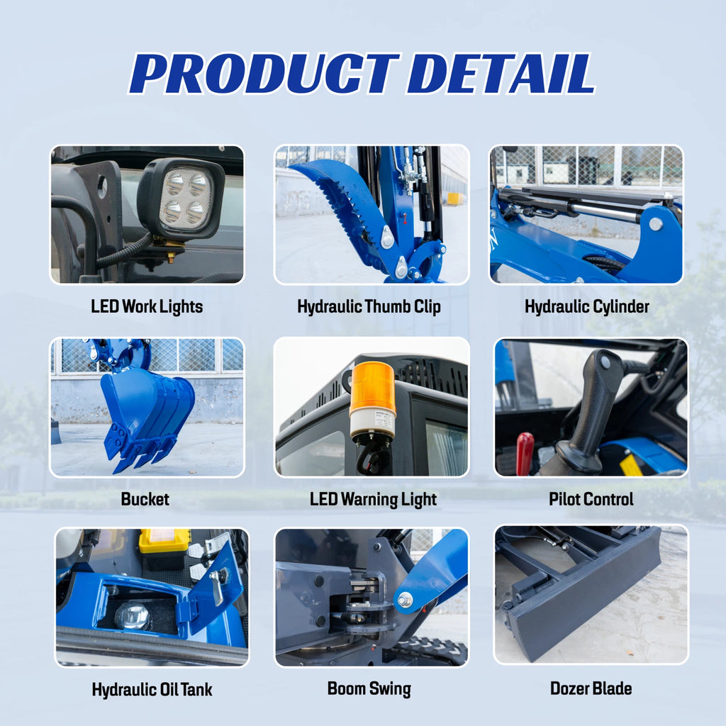 TERROR XIX Cab AC/Heater Mini Excavator Kubota D902 Retractable Tracks 13 Tools