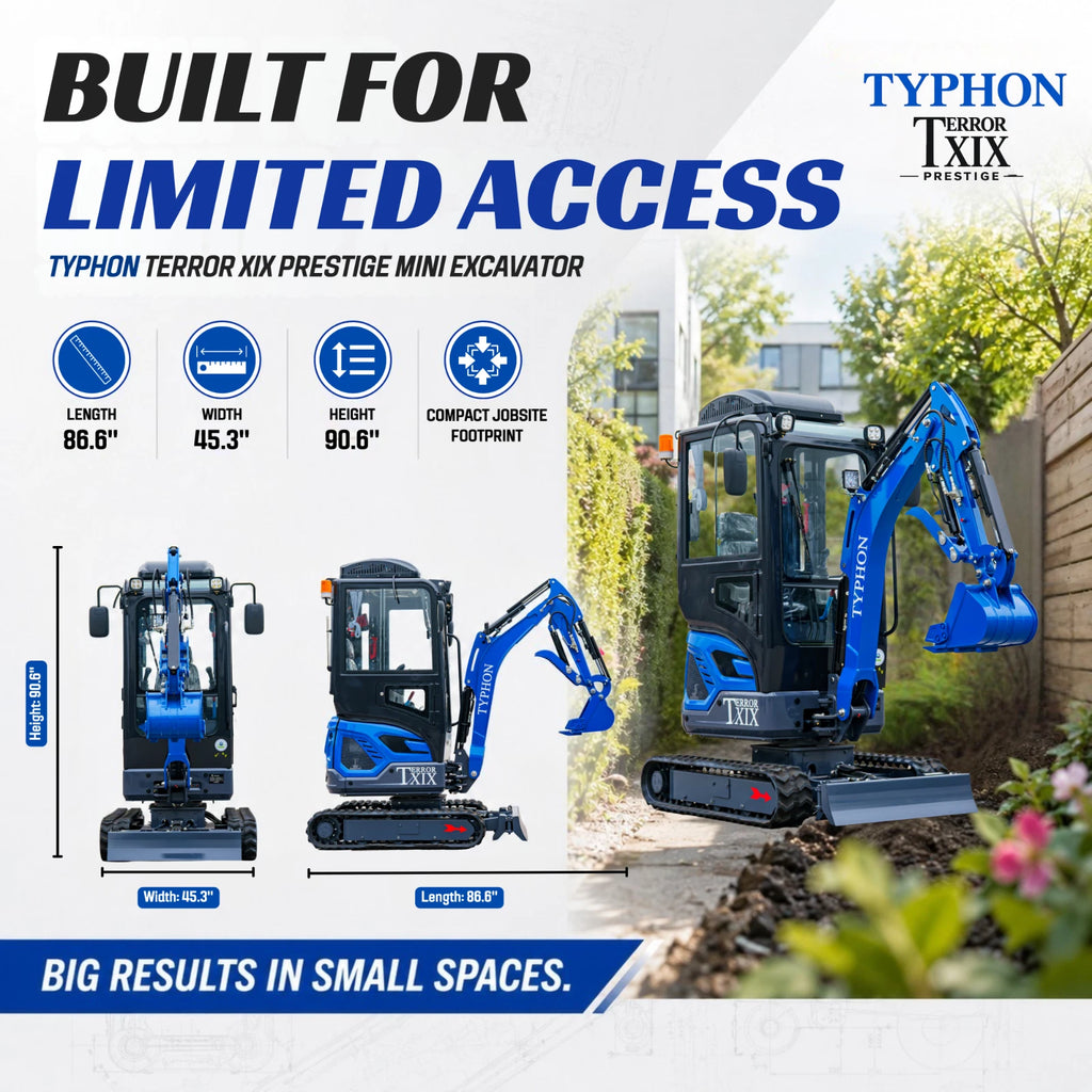 TERROR XIX Cab AC/Heater Mini Excavator Kubota D902 Retractable Tracks 13 Tools