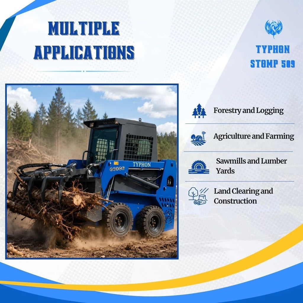 TYPHON STOMP 509 Wheel Skid Steer Loader 25HP Kubota D1105 w 1 Attachment Option