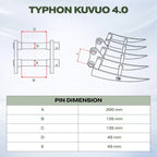 Brush Rake Attachment 45mm Pin | Fits TYPHON KUVUO 4.0 | Land Clearing Tool