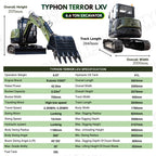 TYPHON TERROR LXV 6.6 Ton Excavator Kubota V2607 57HP AC Heater Cabin Boom Swing