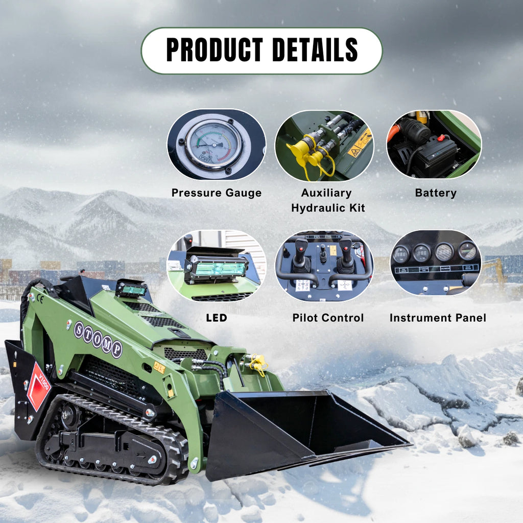 TYPHON Stomp V1000 Kubota D1105 Diesel 24.4hp Skid Steer Hydraulics Full Control