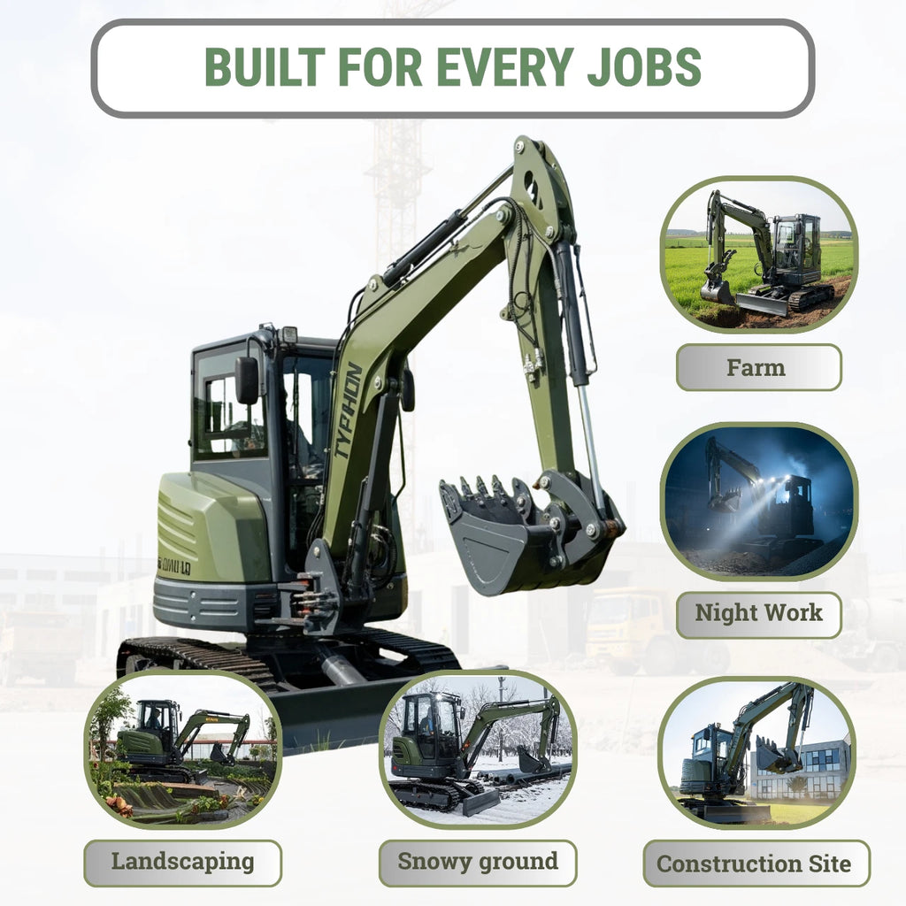 TYPHON KUVUO 4.0 Mini Excavator with Boom Swing Full Hydraulic Control AC/Heat