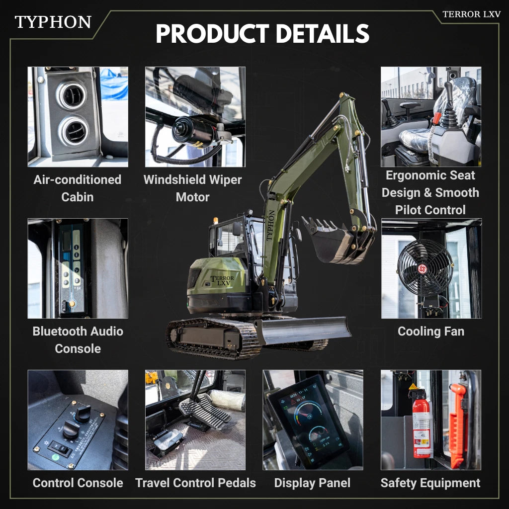 TYPHON TERROR LXV 6.6 Ton Excavator Kubota V2607 57HP AC Heater Cabin Boom Swing