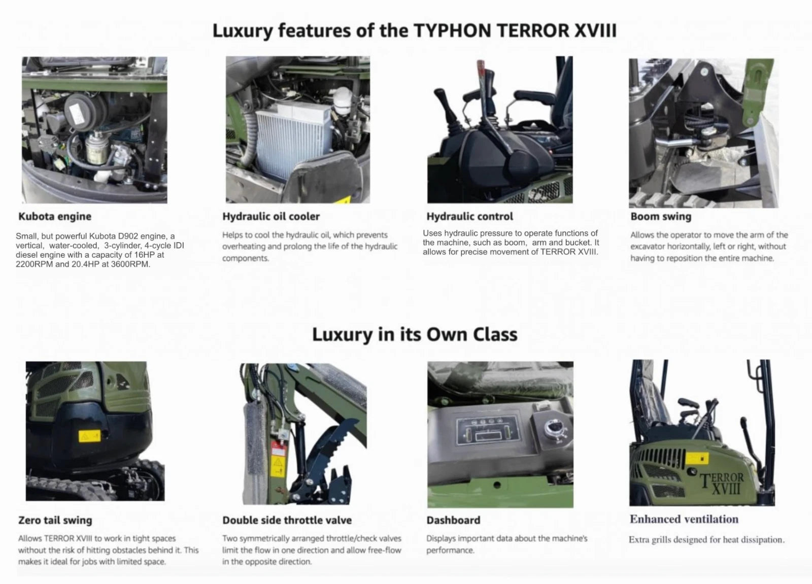 KUBOTA D902 Diesel 4,000 lbs TERROR XVIII Mini Hydraulic Excavator USA STOCK