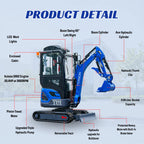 TERROR XIX Cab AC/Heater Mini Excavator Kubota D902 Retractable Tracks 13 Tools