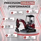 New TYPHON TERROR XVII PRO Mini Excavator 3800lb Kubota D902 Diesel w Boom Swing