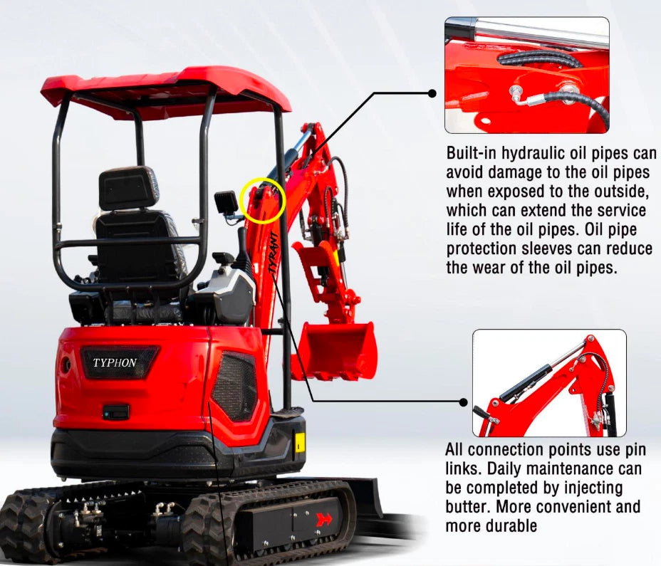 3800lbs Diesel Mini Excavator Kubota D902 Engine Side Swing w 12 attachments
