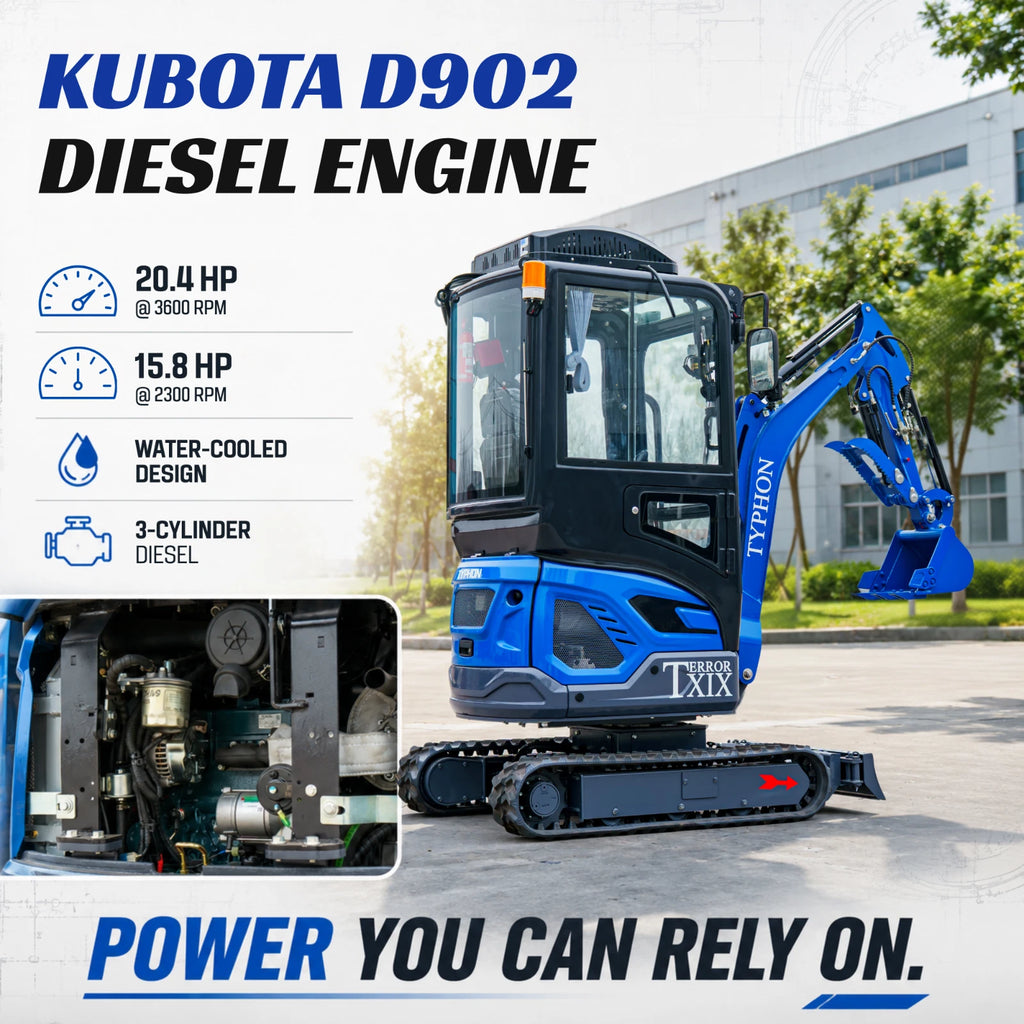 TERROR XIX Cab AC/Heater Mini Excavator Kubota D902 Retractable Tracks 13 Tools