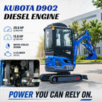 TERROR XIX Cab AC/Heater Mini Excavator Kubota D902 Retractable Tracks 13 Tools