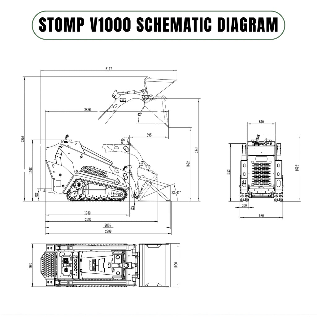 TYPHON Stomp V1000 Kubota D1105 Diesel 24.4hp Skid Steer Hydraulics Full Control
