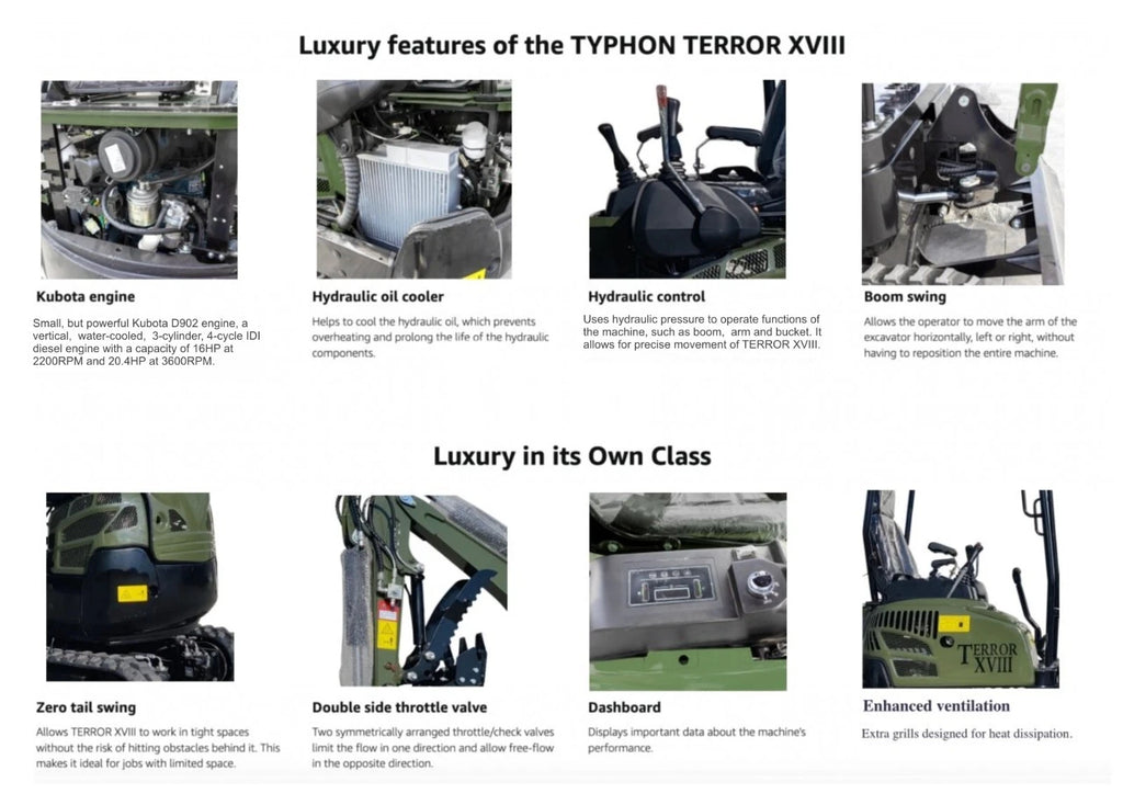 2026 New Arrival 2 Ton Mini Excavator TERROR XVIII Small Digger, KUBOTA D902