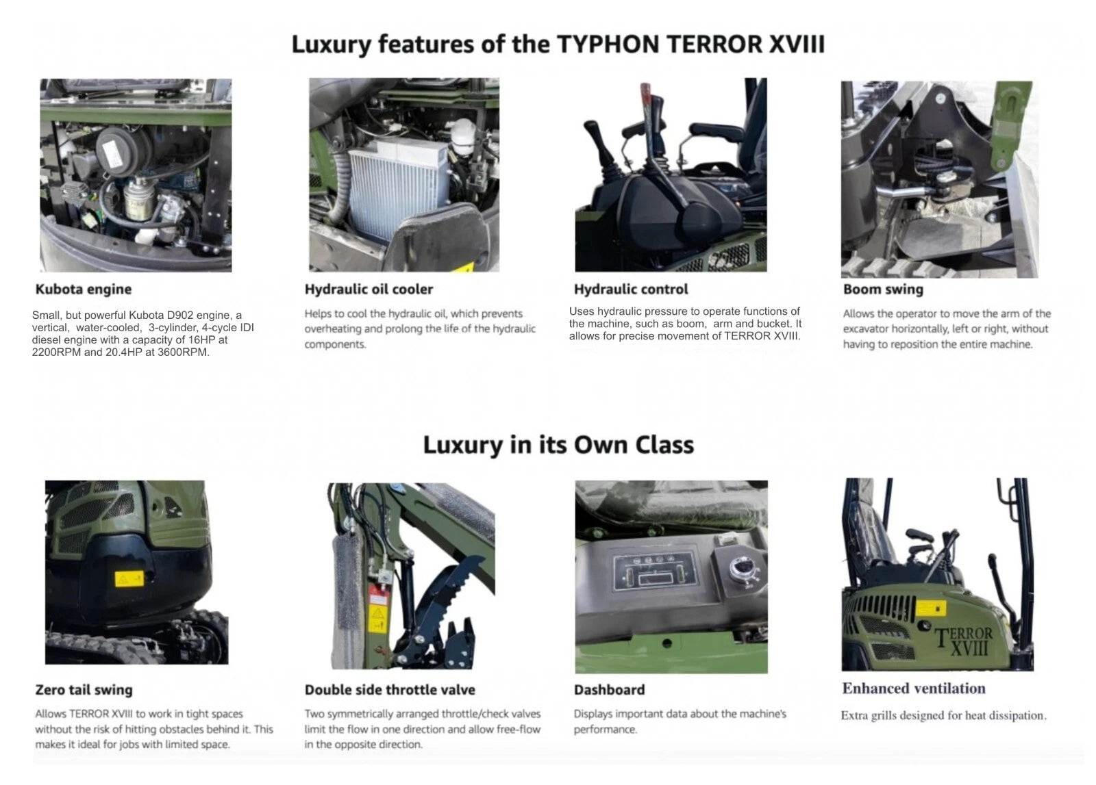2026 New Arrival 2 Ton Mini Excavator TERROR XVIII Small Digger, KUBOTA D902