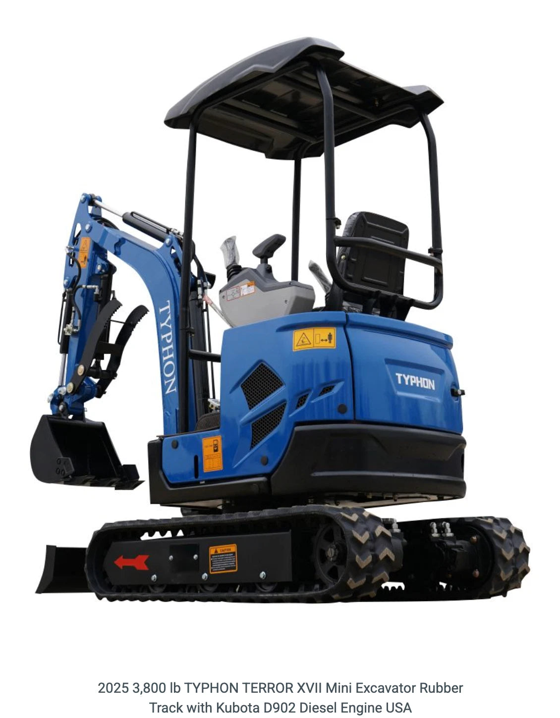 2026 New TYPHON Mini Excavator Crawler EPA certified USA KUBOTA Diesel D902