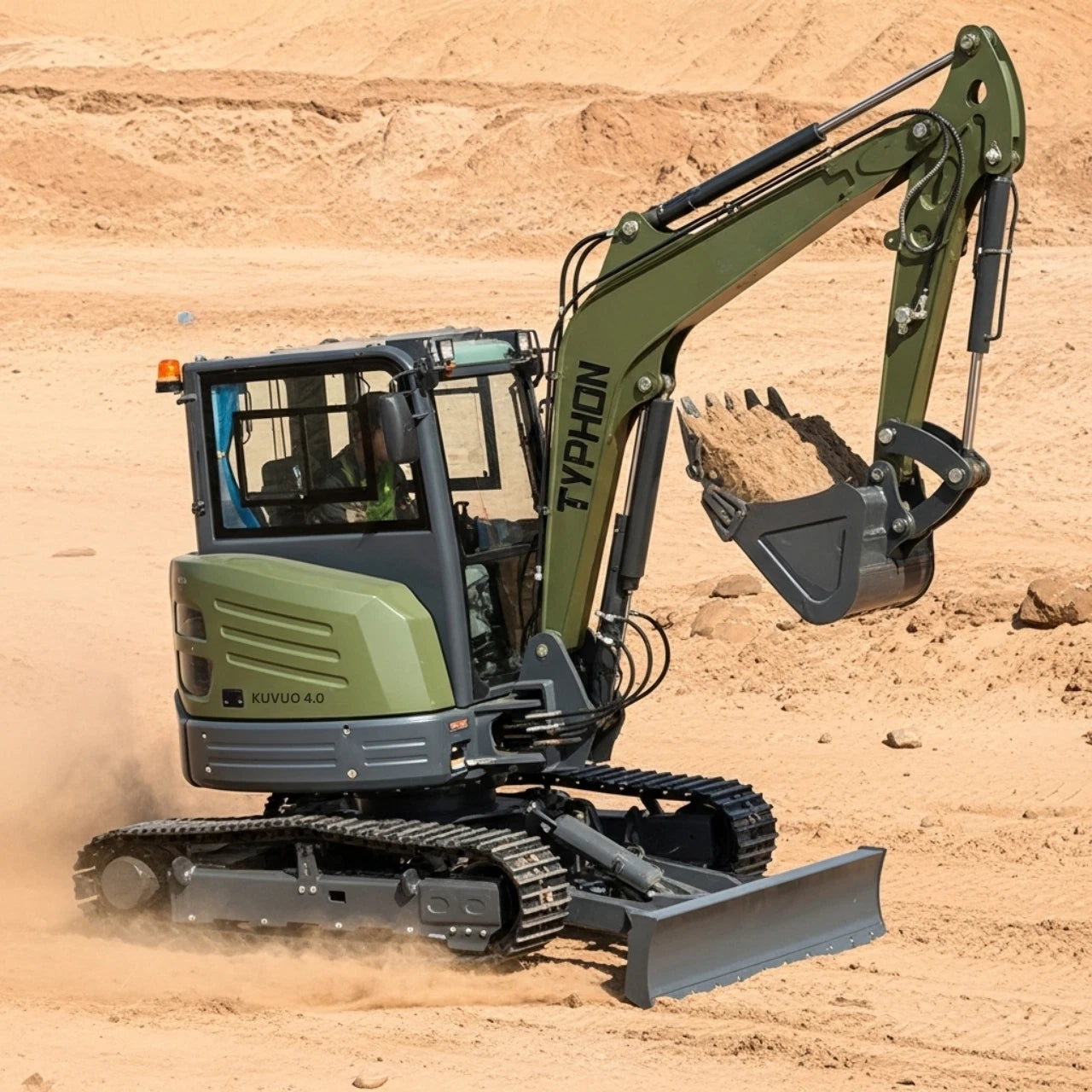 TYPHON KUVUO 4.0 Mini Excavator with Boom Swing Full Hydraulic Control AC/Heat