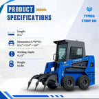 TYPHON STOMP 509 Wheel Skid Steer Loader 25HP Kubota D1105 w 1 Attachment Option