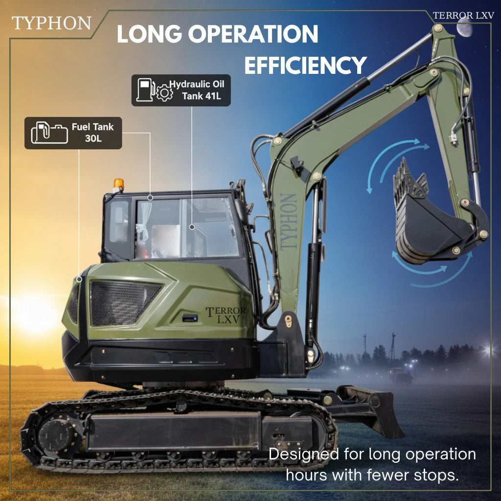 TYPHON TERROR LXV 6.6 Ton Excavator Kubota V2607 57HP AC Heater Cabin Boom Swing