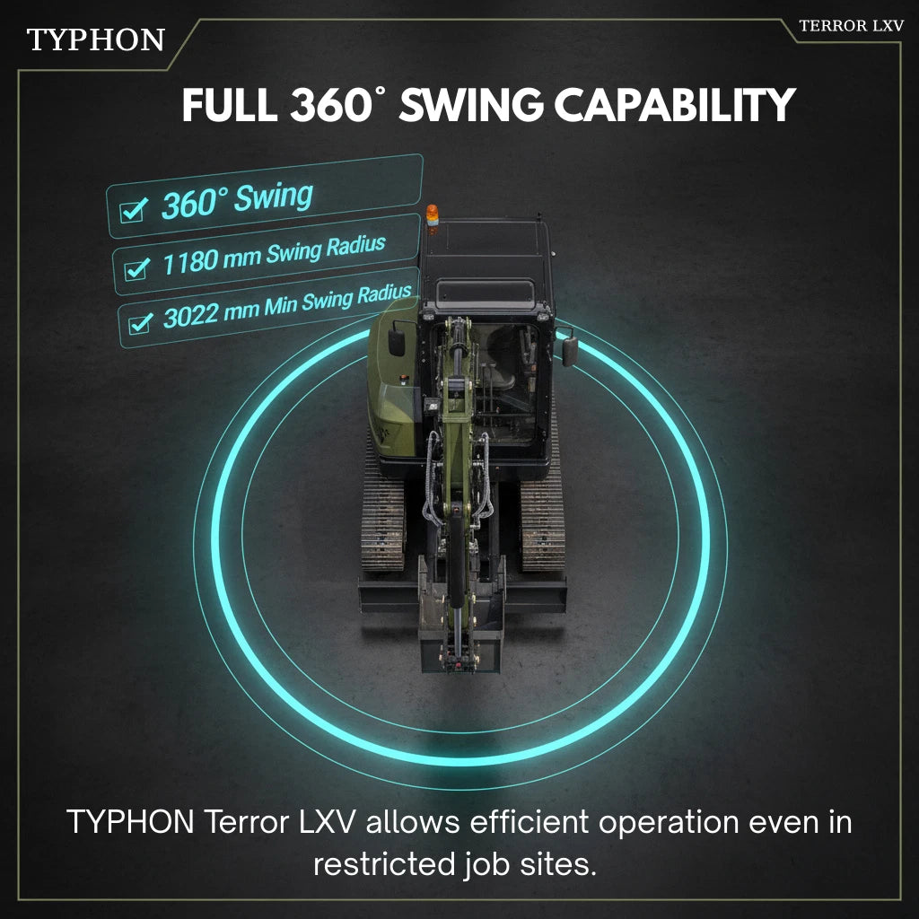TYPHON TERROR LXV 6.6 Ton Excavator Kubota V2607 57HP AC Heater Cabin Boom Swing