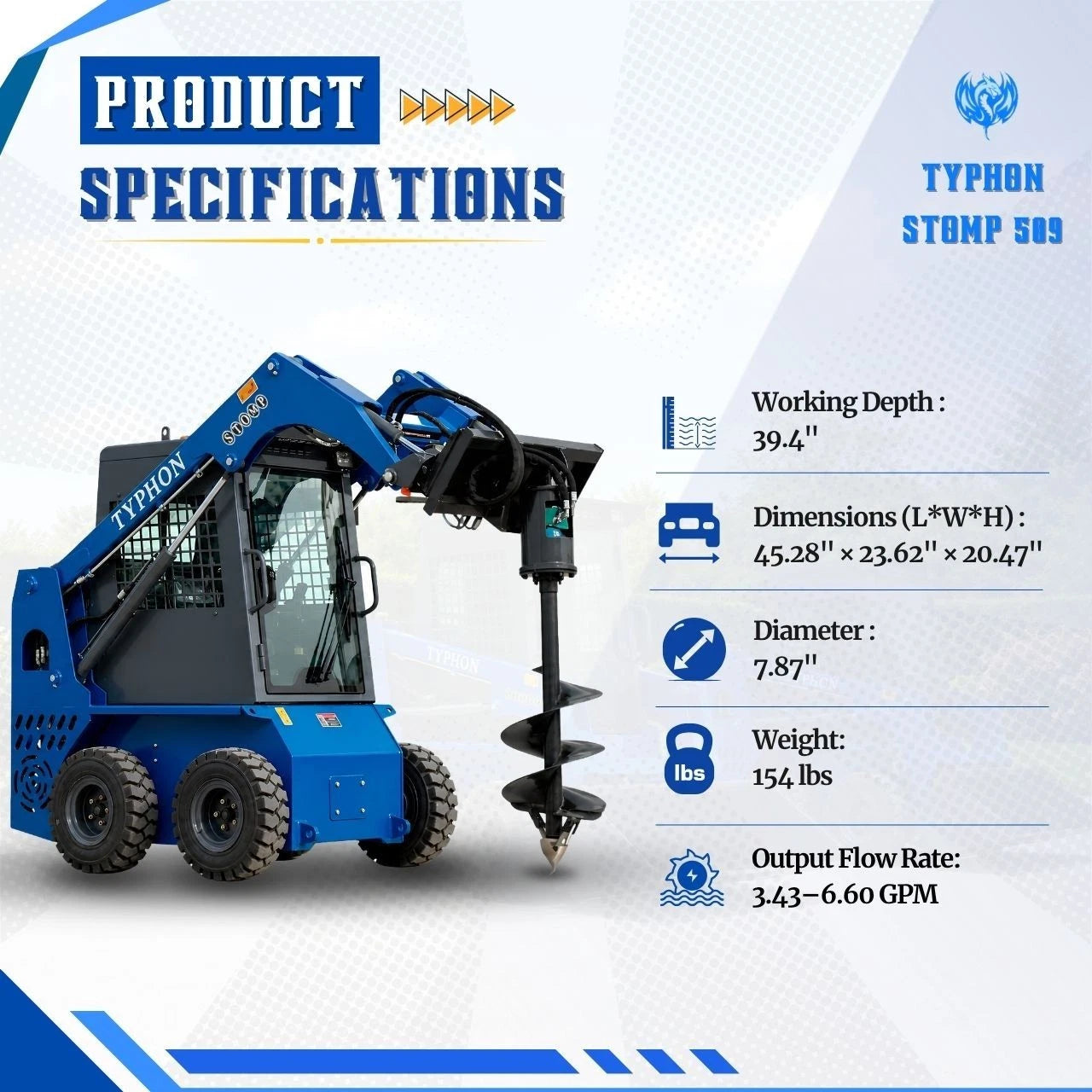 TYPHON STOMP 509 Wheel Skid Steer Loader 25HP Kubota D1105 w 1 Attachment Option