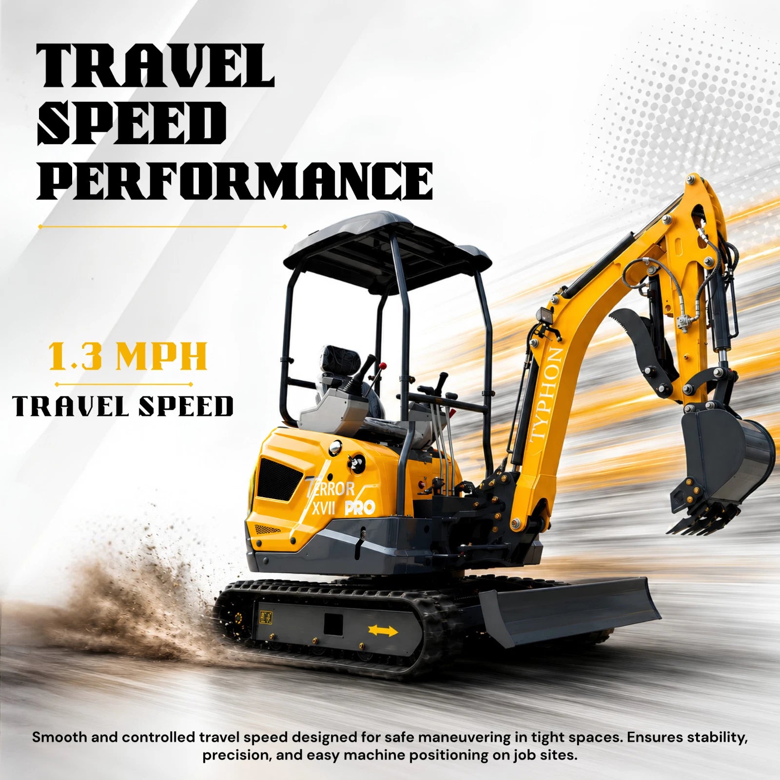 2026 TYPHON Terror XVII Pro 3800lbs Mini Excavator Kubota D902 Engine Side Swing