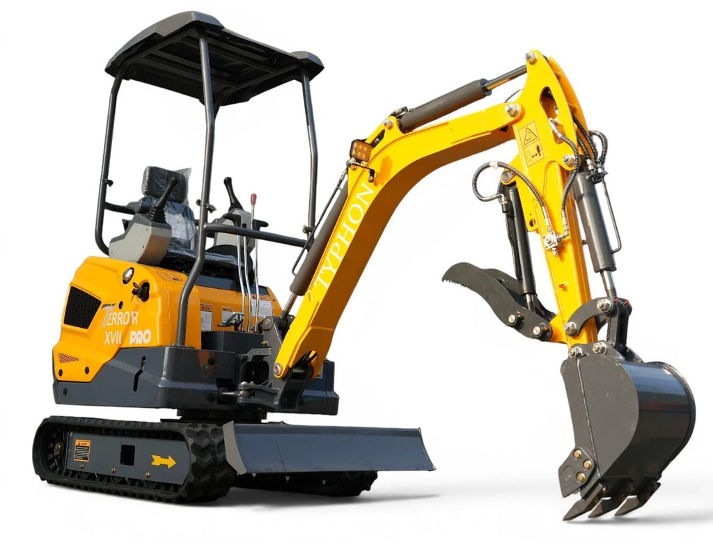 2026 TYPHON Terror XVII Pro 3800lbs Mini Excavator Kubota D902 Engine Side Swing