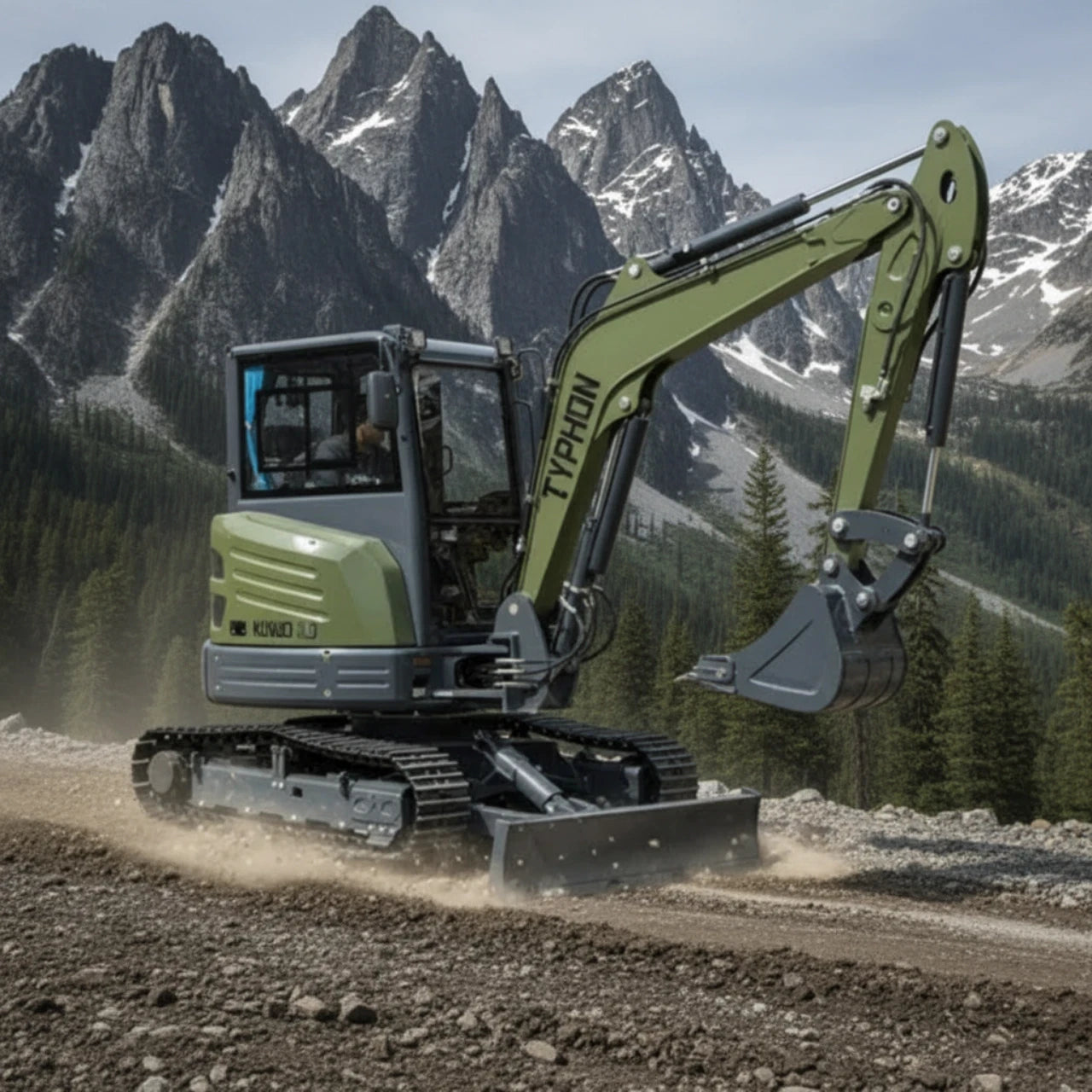 TYPHON KUVUO 4.0 Mini Excavator with Boom Swing Full Hydraulic Control AC/Heat