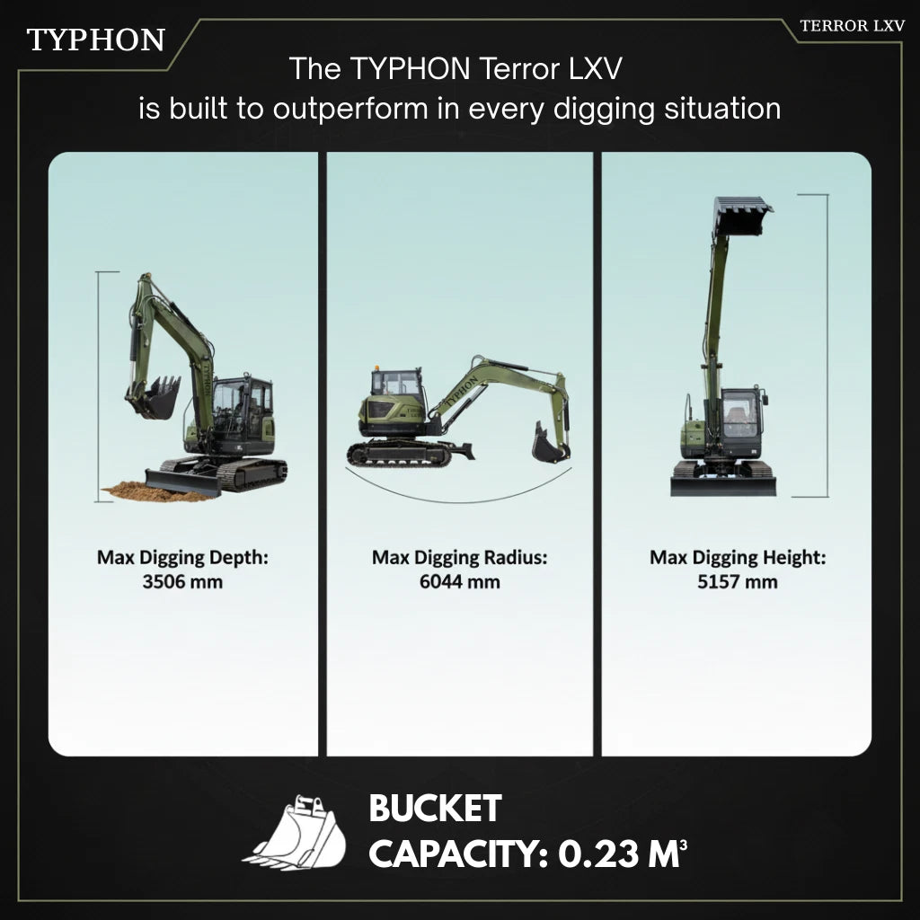TYPHON TERROR LXV 6.6 Ton Excavator Kubota V2607 57HP AC Heater Cabin Boom Swing