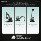 TYPHON TERROR LXV 6.6 Ton Excavator Kubota V2607 57HP AC Heater Cabin Boom Swing