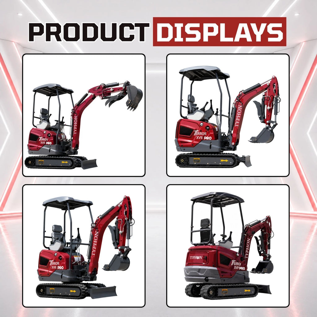 New TYPHON TERROR XVII PRO Mini Excavator 3800lb Kubota D902 Diesel w Boom Swing