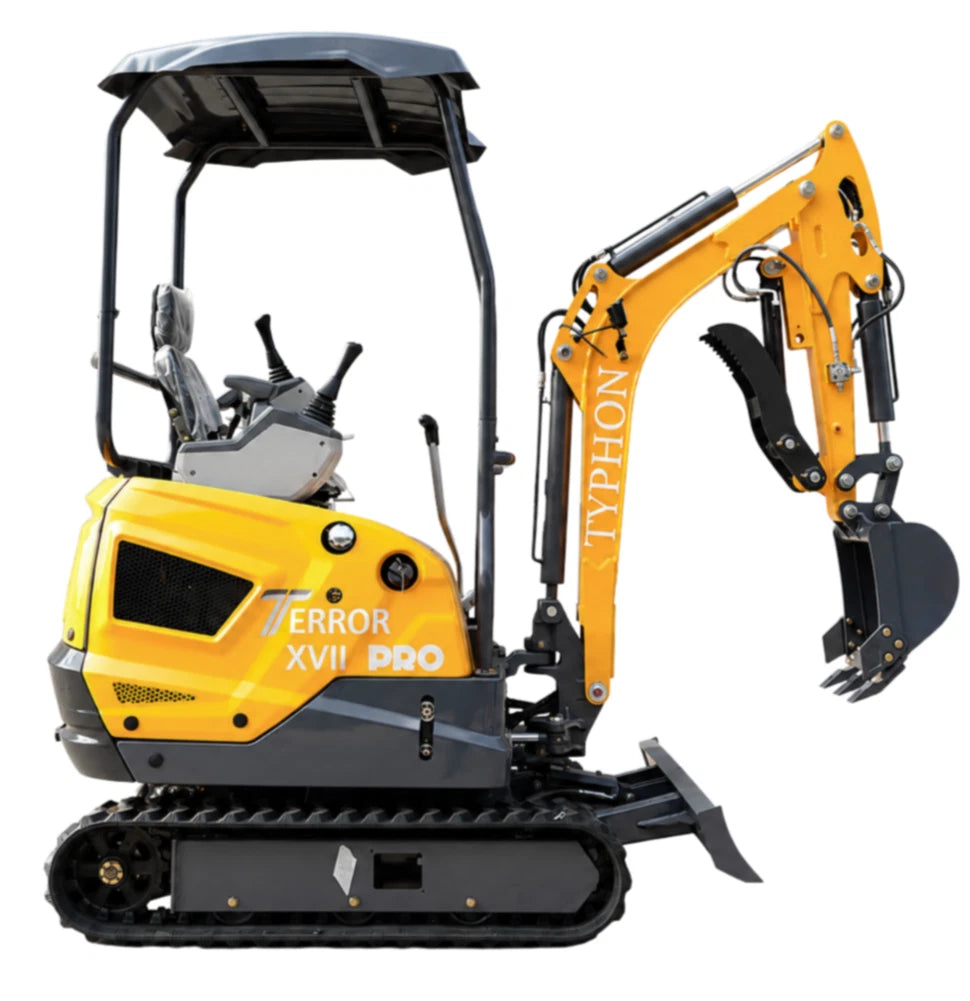 2026 TYPHON Terror XVII Pro 3800lbs Mini Excavator Kubota D902 Engine Side Swing