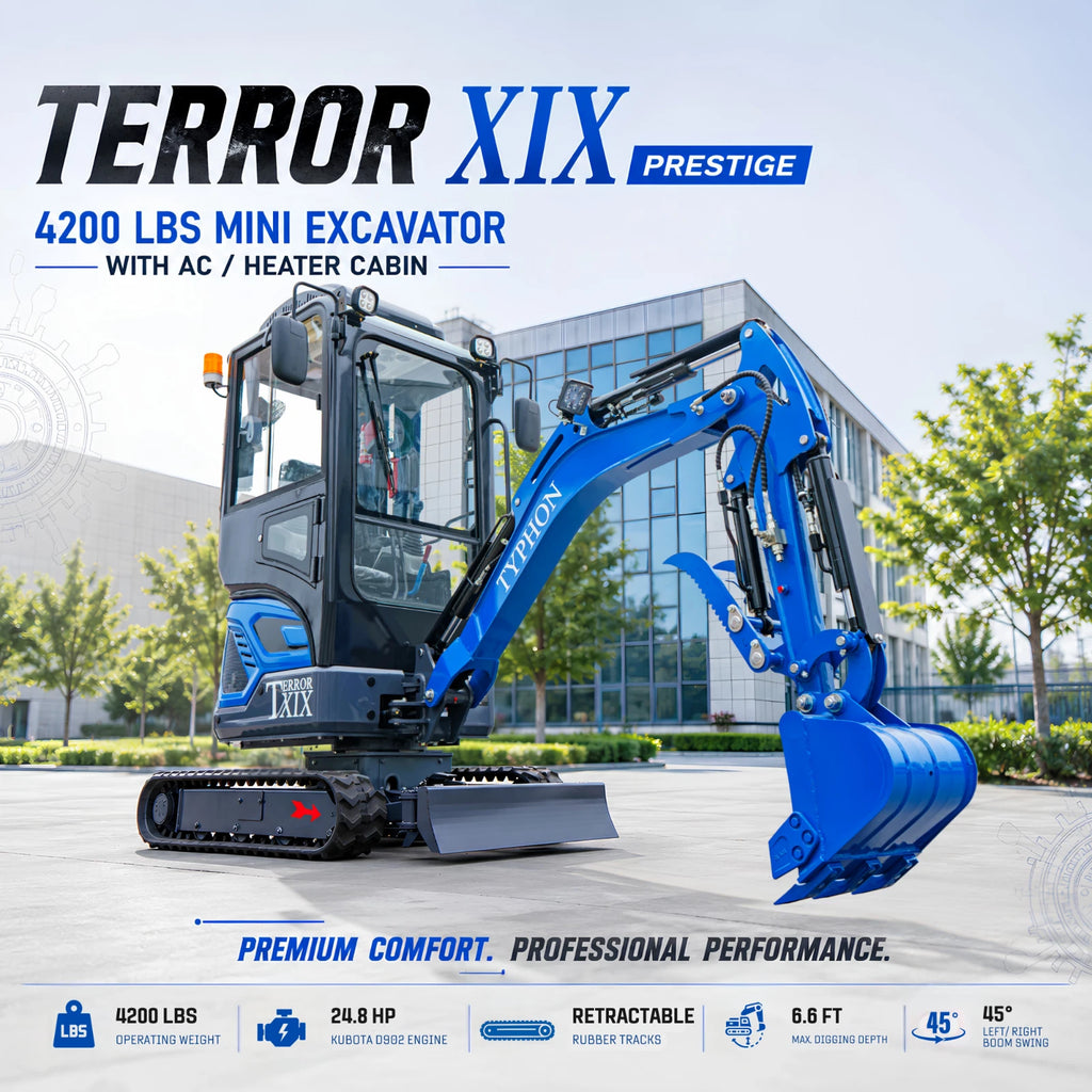 TERROR XIX Cab AC/Heater Mini Excavator Kubota D902 Retractable Tracks 13 Tools