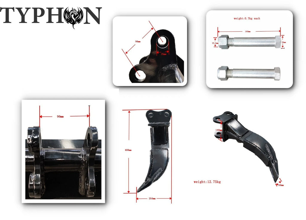 TYPHON Attachment Ripper Attachments Hooks for Mini Excavators Excavator